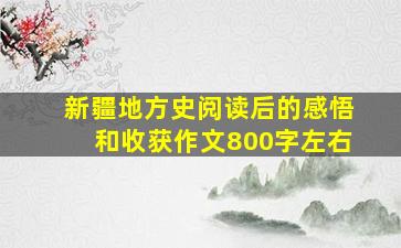 新疆地方史阅读后的感悟和收获作文800字左右