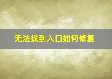 无法找到入口如何修复