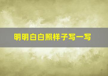 明明白白照样子写一写