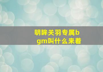 明眸关羽专属bgm叫什么来着