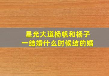 星光大道杨帆和杨子一结婚什么时候结的婚