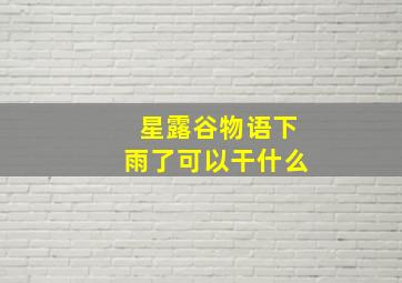 星露谷物语下雨了可以干什么