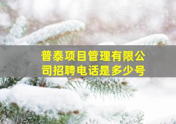 普泰项目管理有限公司招聘电话是多少号