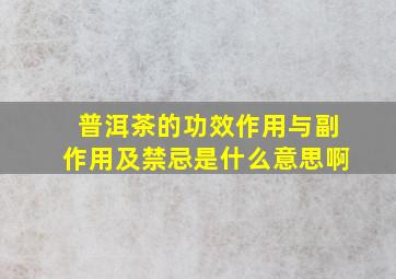 普洱茶的功效作用与副作用及禁忌是什么意思啊