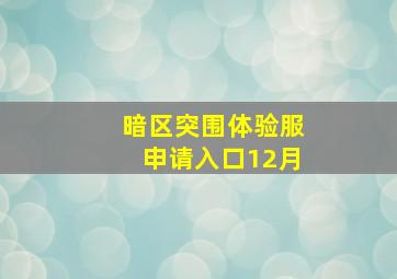 暗区突围体验服申请入口12月