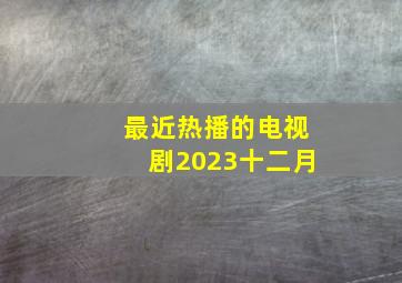 最近热播的电视剧2023十二月