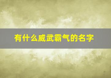 有什么威武霸气的名字