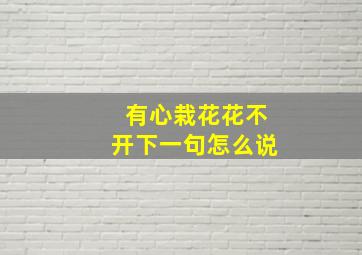 有心栽花花不开下一句怎么说