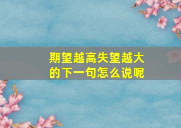 期望越高失望越大的下一句怎么说呢