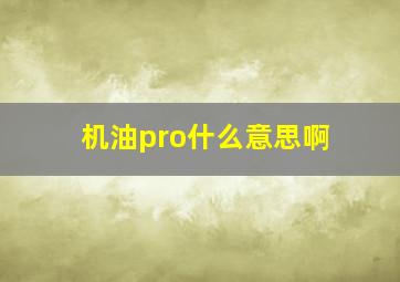 机油pro什么意思啊