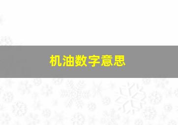 机油数字意思