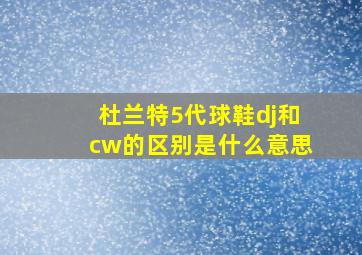 杜兰特5代球鞋dj和cw的区别是什么意思