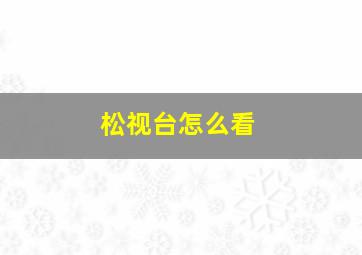 松视台怎么看