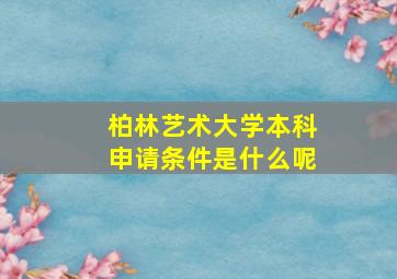 柏林艺术大学本科申请条件是什么呢