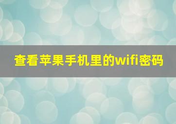 查看苹果手机里的wifi密码