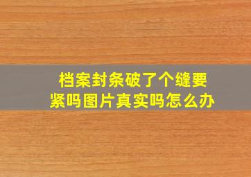 档案封条破了个缝要紧吗图片真实吗怎么办