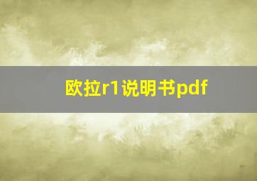 欧拉r1说明书pdf