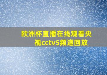 欧洲杯直播在线观看央视cctv5频道回放