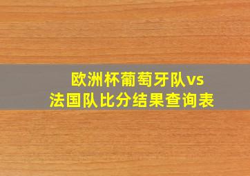 欧洲杯葡萄牙队vs法国队比分结果查询表