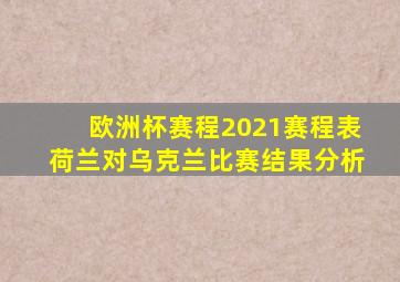 欧洲杯赛程2021赛程表荷兰对乌克兰比赛结果分析