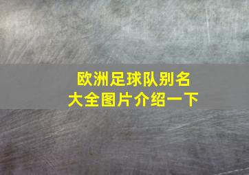 欧洲足球队别名大全图片介绍一下