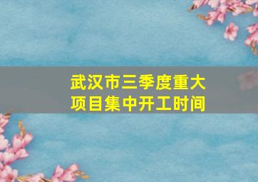 武汉市三季度重大项目集中开工时间