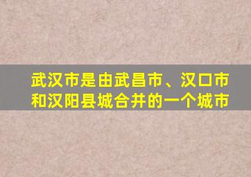 武汉市是由武昌市、汉口市和汉阳县城合并的一个城市