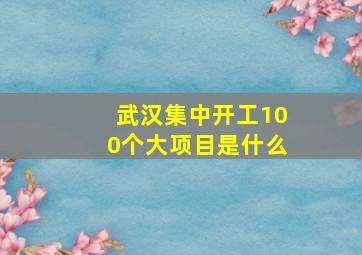 武汉集中开工100个大项目是什么