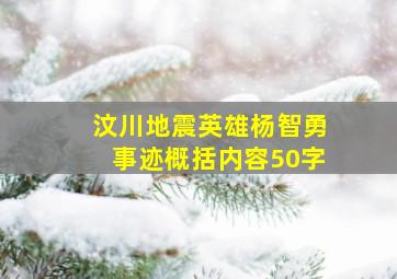 汶川地震英雄杨智勇事迹概括内容50字