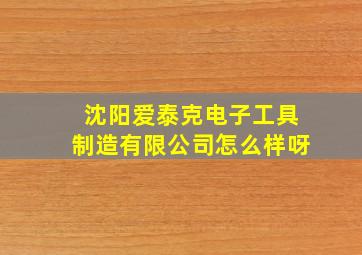 沈阳爱泰克电子工具制造有限公司怎么样呀