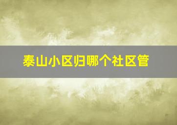 泰山小区归哪个社区管