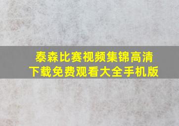 泰森比赛视频集锦高清下载免费观看大全手机版