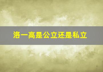 洛一高是公立还是私立