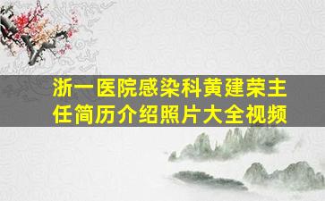 浙一医院感染科黄建荣主任简历介绍照片大全视频