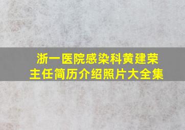 浙一医院感染科黄建荣主任简历介绍照片大全集