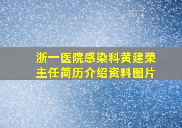 浙一医院感染科黄建荣主任简历介绍资料图片