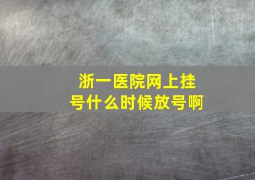 浙一医院网上挂号什么时候放号啊