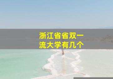 浙江省省双一流大学有几个