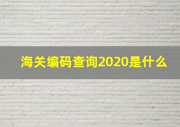 海关编码查询2020是什么