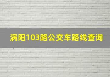 涡阳103路公交车路线查询