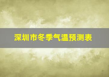 深圳市冬季气温预测表