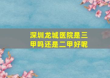 深圳龙城医院是三甲吗还是二甲好呢