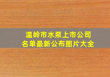 温岭市水泵上市公司名单最新公布图片大全