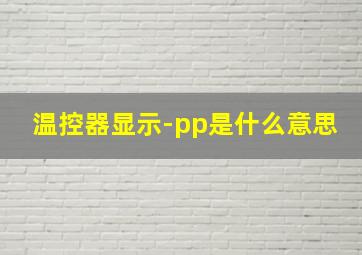 温控器显示-pp是什么意思