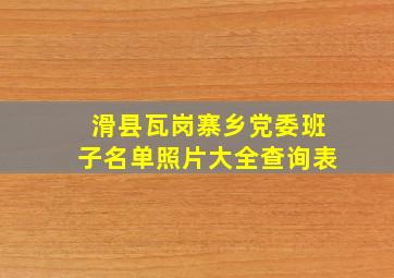 滑县瓦岗寨乡党委班子名单照片大全查询表