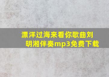 漂洋过海来看你歌曲刘明湘伴奏mp3免费下载