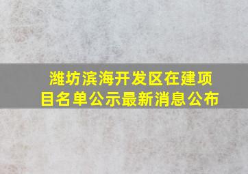 潍坊滨海开发区在建项目名单公示最新消息公布