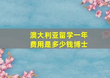 澳大利亚留学一年费用是多少钱博士