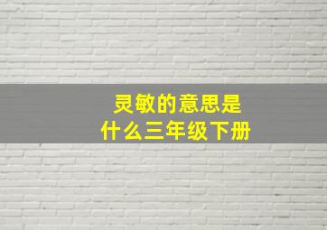 灵敏的意思是什么三年级下册