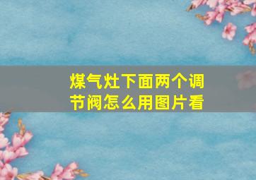 煤气灶下面两个调节阀怎么用图片看